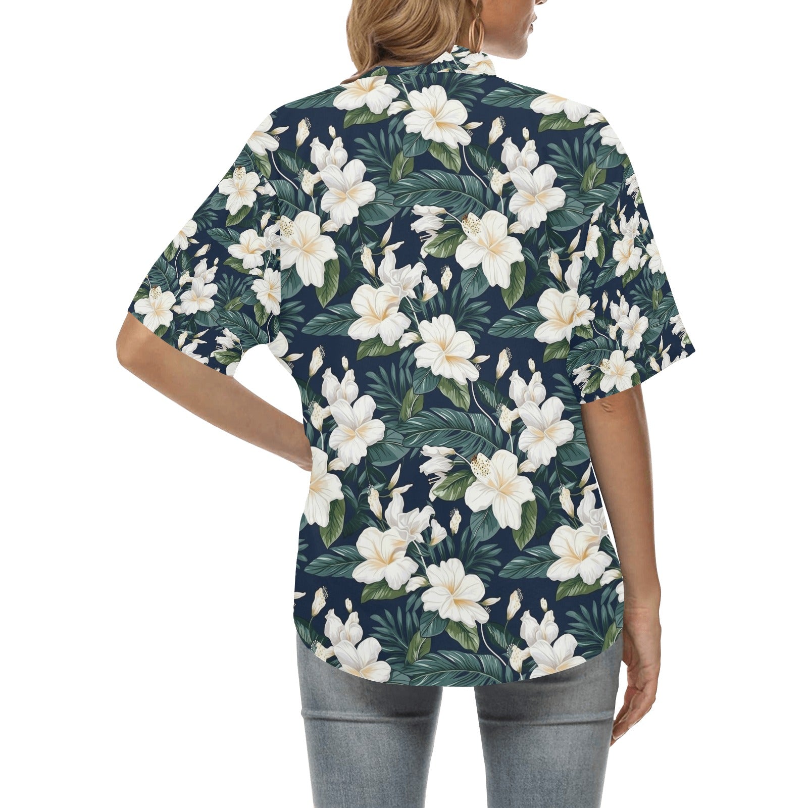 White Hibiscus Hawaiian Shirt for Women - Sunshine on the Seas