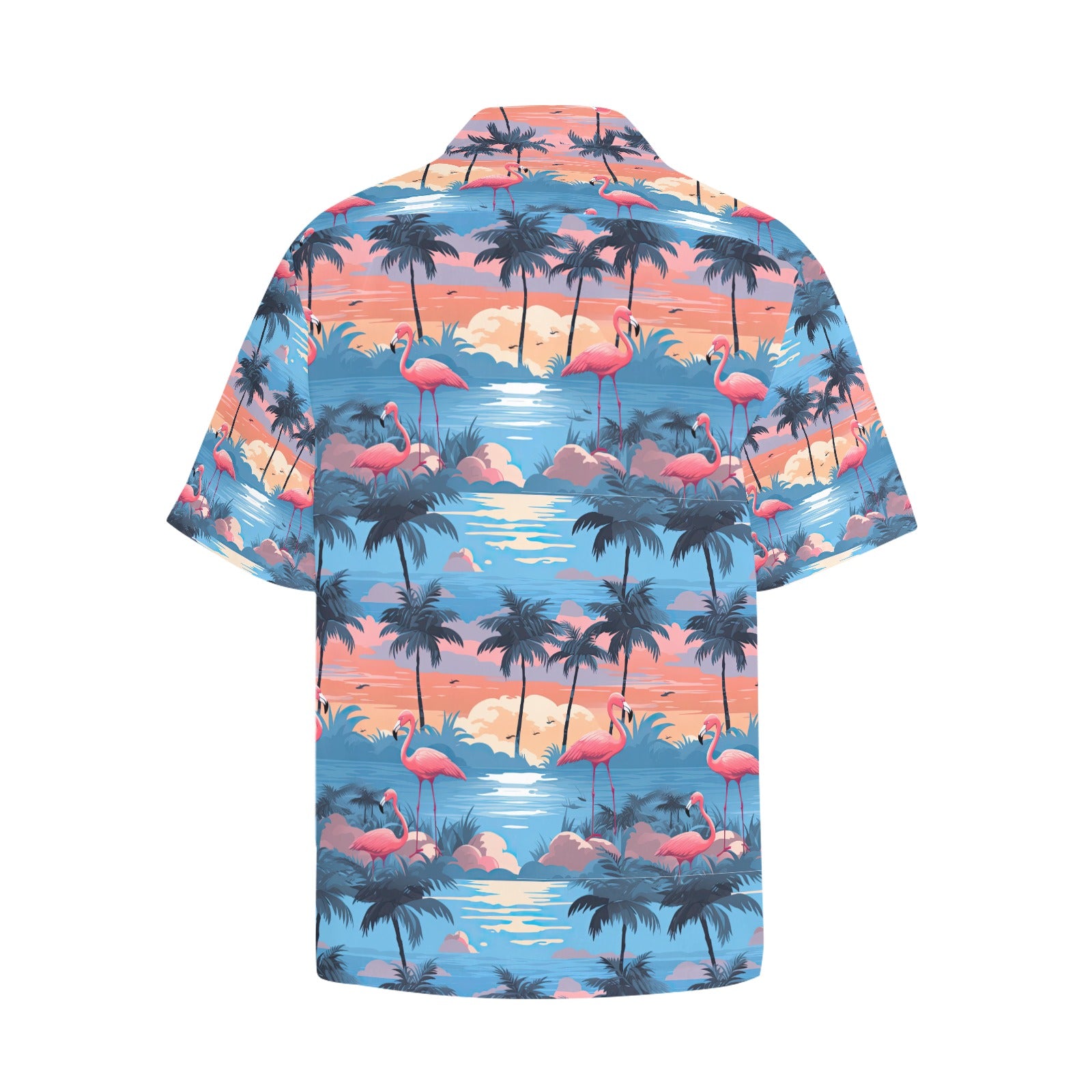 Blue Flamingo Men's Hawaiian Shirt With Chest Pocket - Sunshine on the Seas