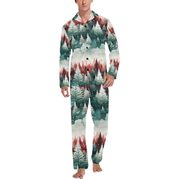 Dreaming of a White Christmas Men's V-Neck Long Pajama Set