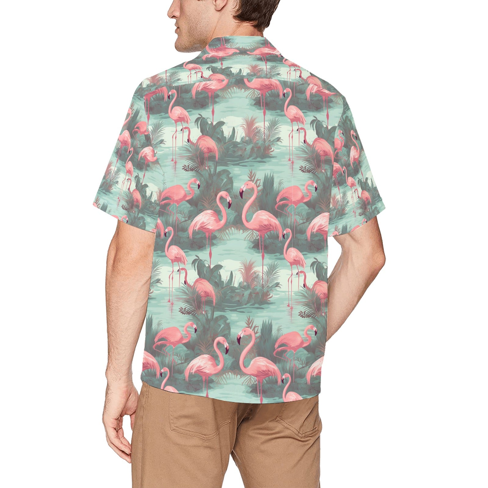 Flamingo Men's Hawaiian Shirt With Chest Pocket - Sunshine on the Seas