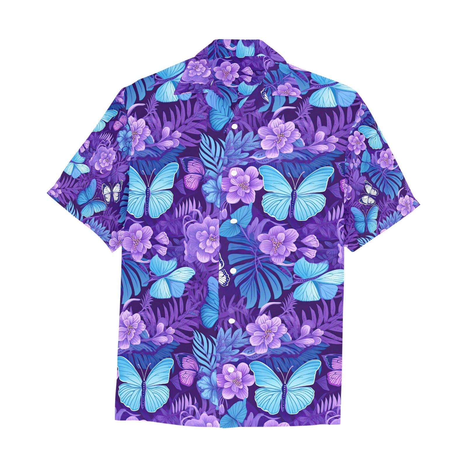 Blue Butterfly Men's Hawaiian Shirt With Chest Pocket - Sunshine on the Seas