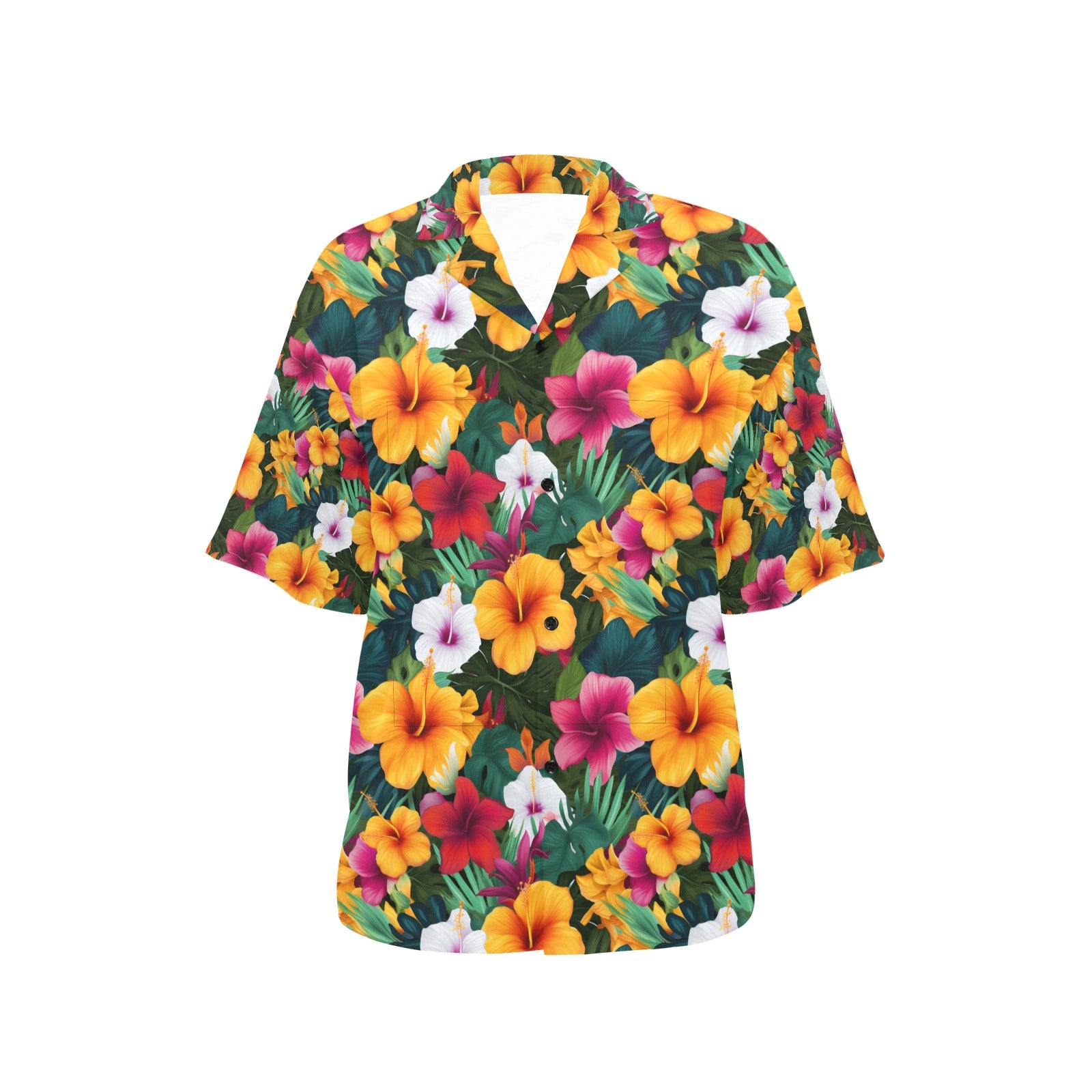 Colorful Hibiscus Hawaiian Shirt for Women - Sunshine on the Seas