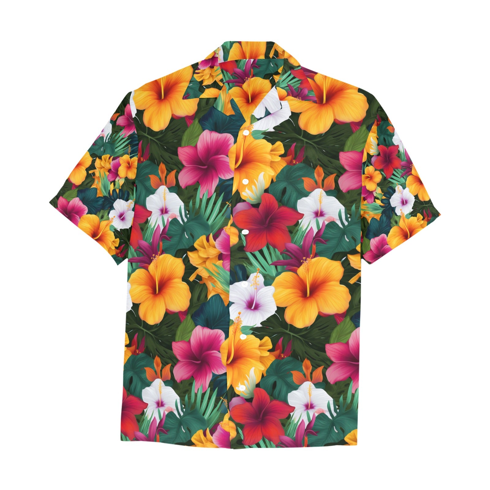 Colorful Hibiscus Men's Hawaiian Shirt With Chest Pocket - Sunshine on the Seas