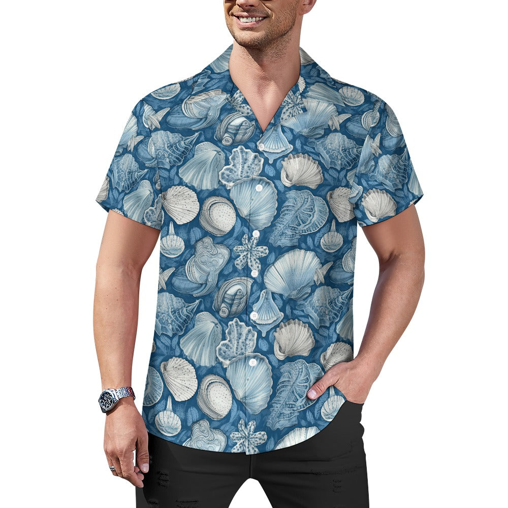 Blue Seashells Hawaiian Shirt for Men