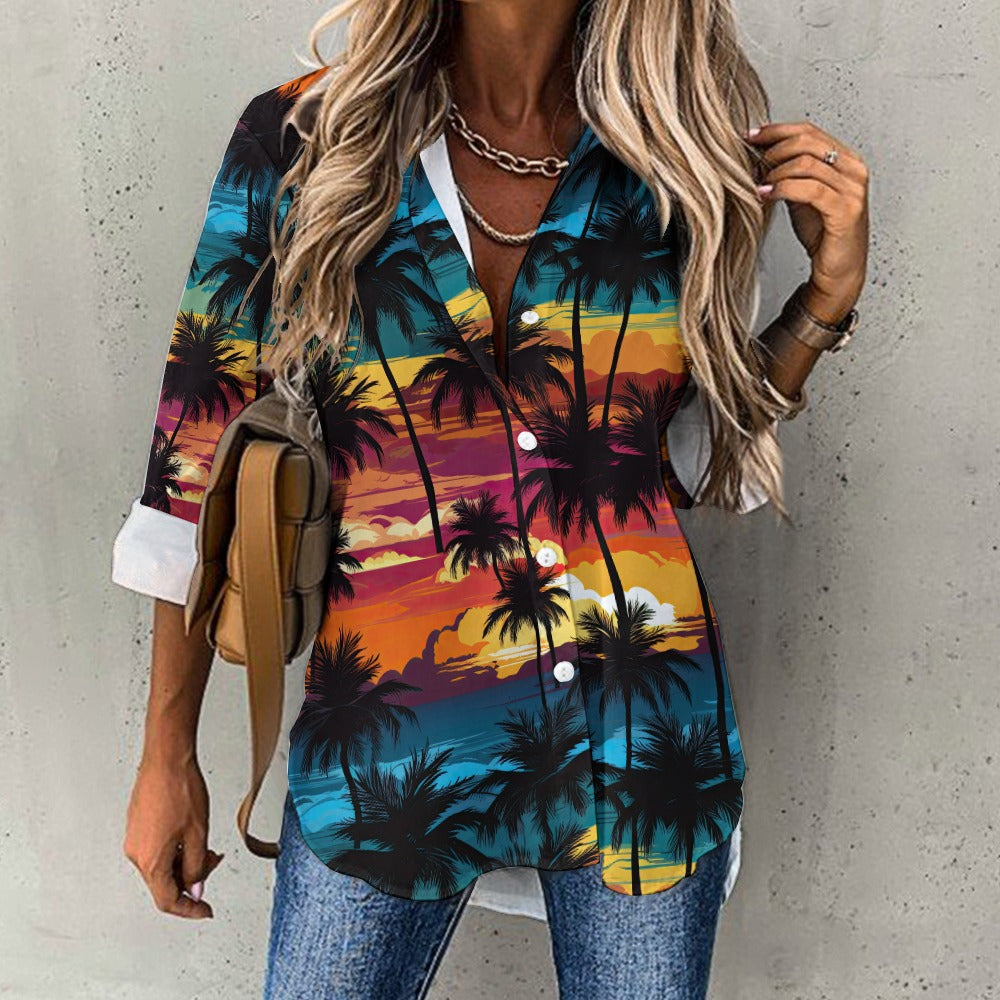 Tropical Rainbow Sunset Women's Hawaiian Shirt