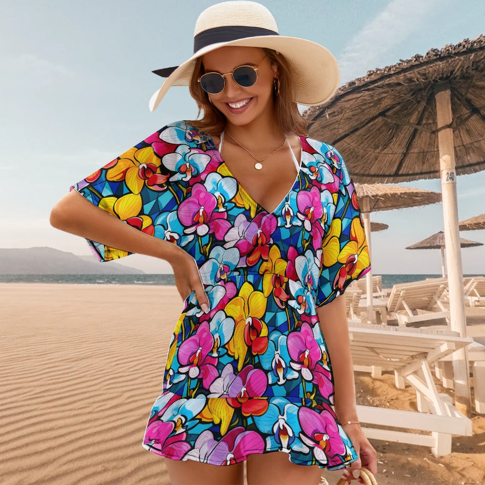 Ladies Thin Short Sleeve One Piece Dress Coverup