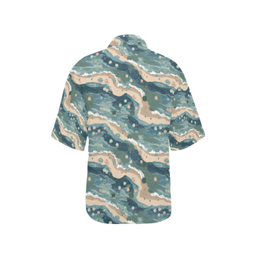 Beach Shoreline Hawaiian Shirt for Women