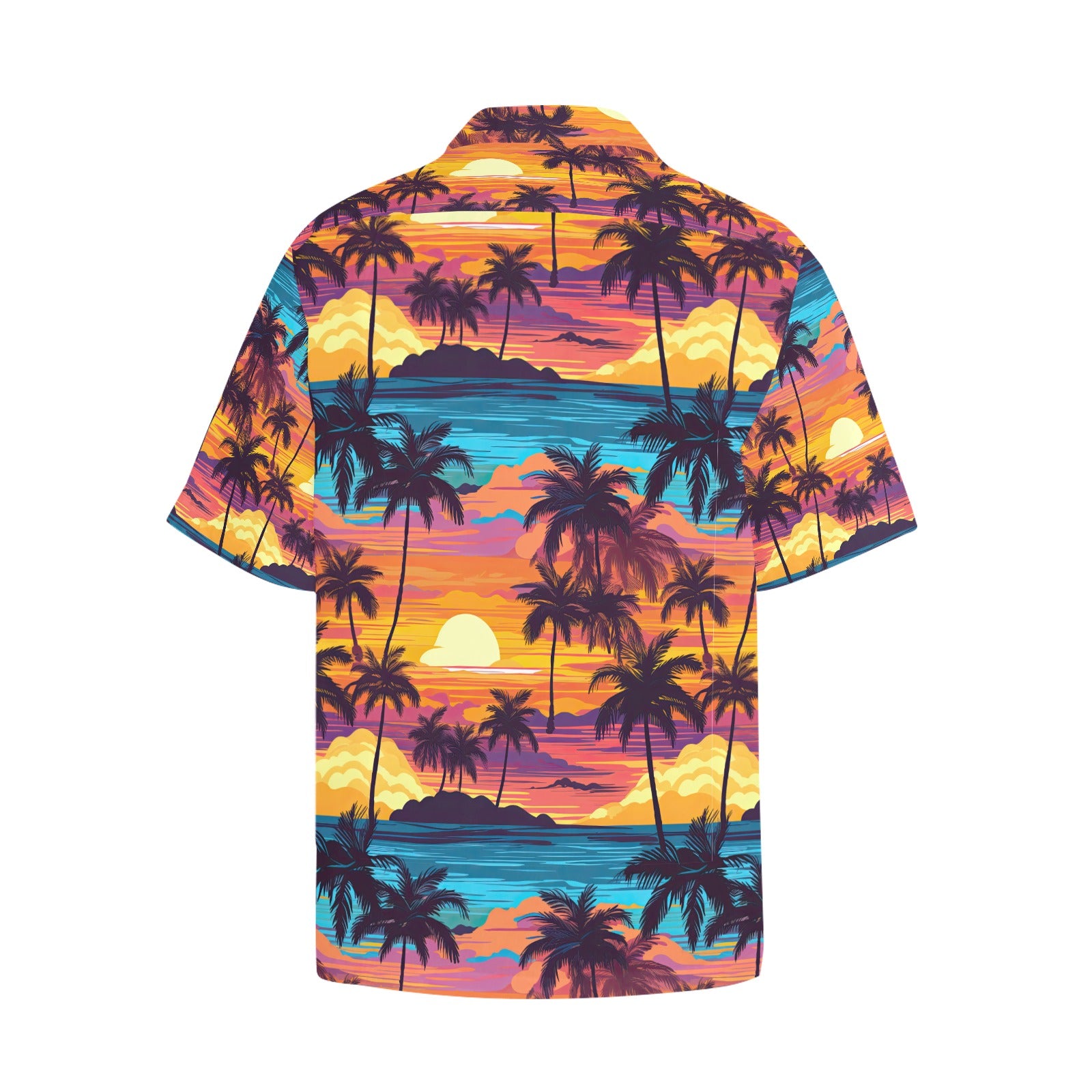 Colorful Sunset Men's Hawaiian Shirt With Chest Pocket - Sunshine on the Seas