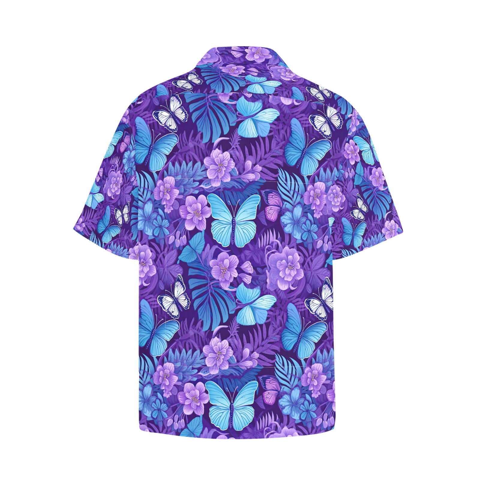 Blue Butterfly Men's Hawaiian Shirt With Chest Pocket - Sunshine on the Seas