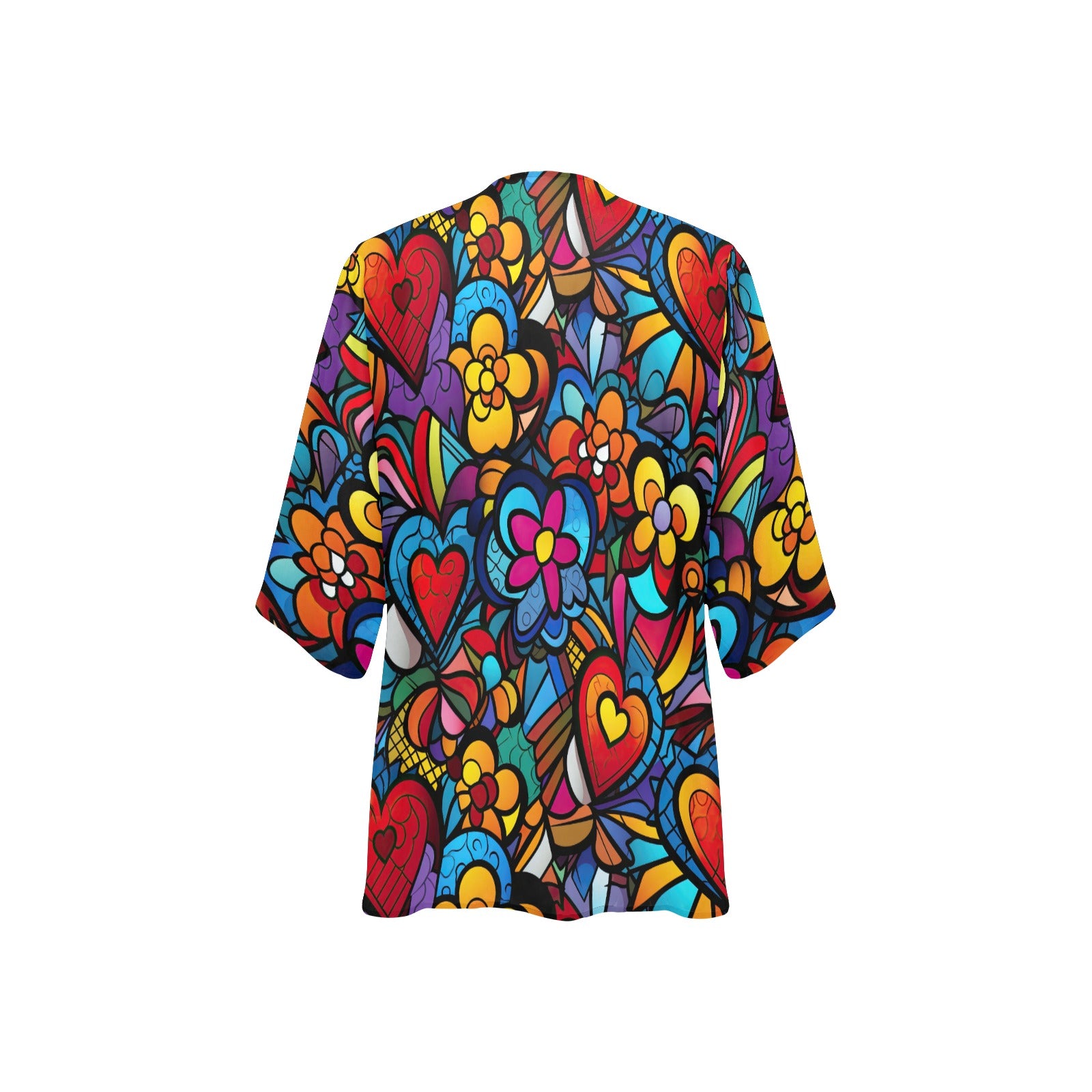 Hearts & Flowers Women's Kimono Chiffon Cover Up - Sunshine on the Seas