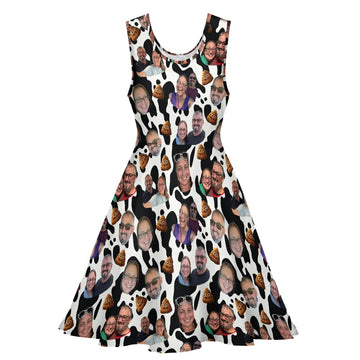 Custom Face Women's Round Neck Sleeveless Big Hem Dress