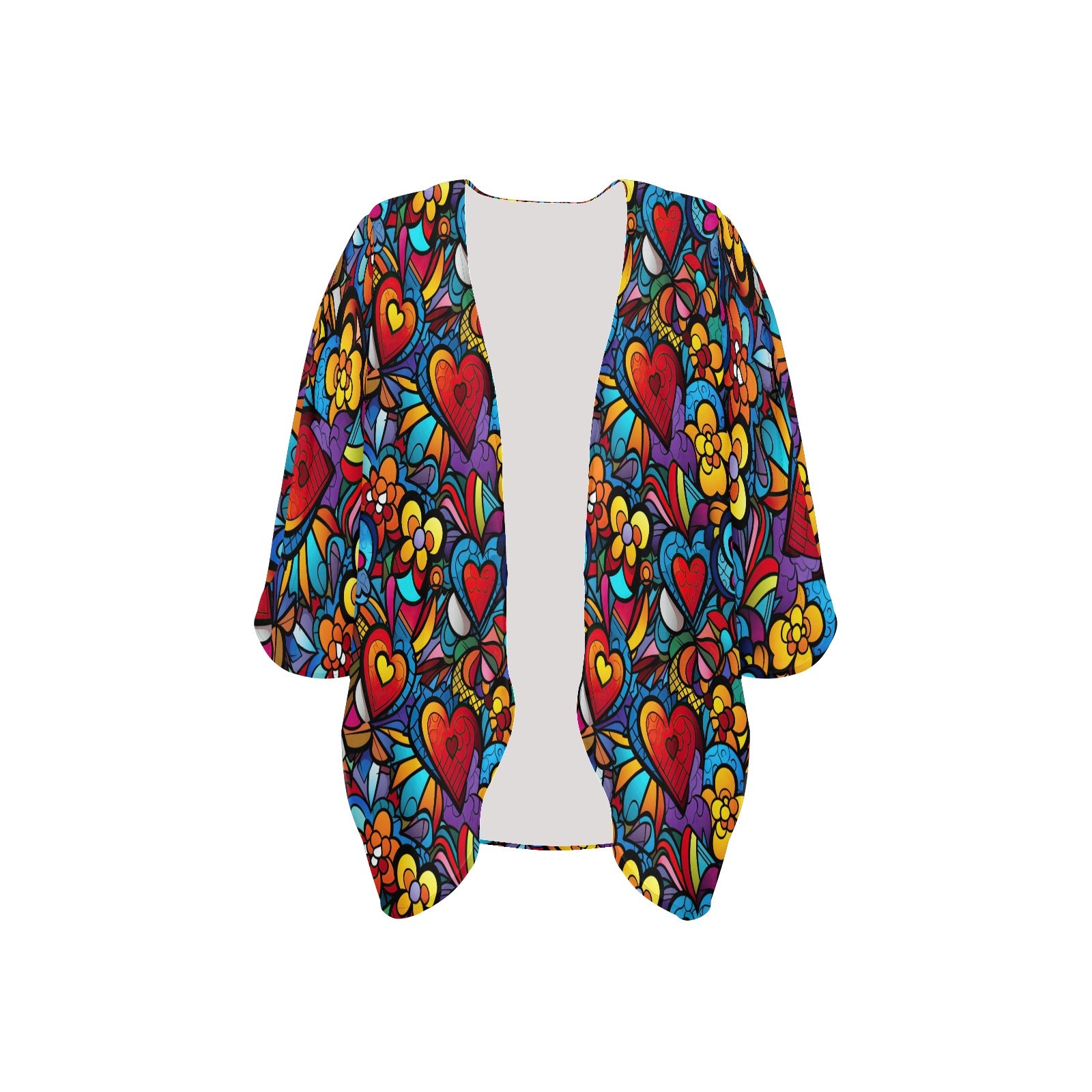 Hearts & Flowers Women's Kimono Chiffon Cover Up - Sunshine on the Seas