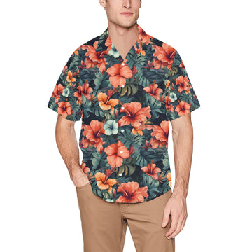 Red Hibiscus Men's Hawaiian Shirt