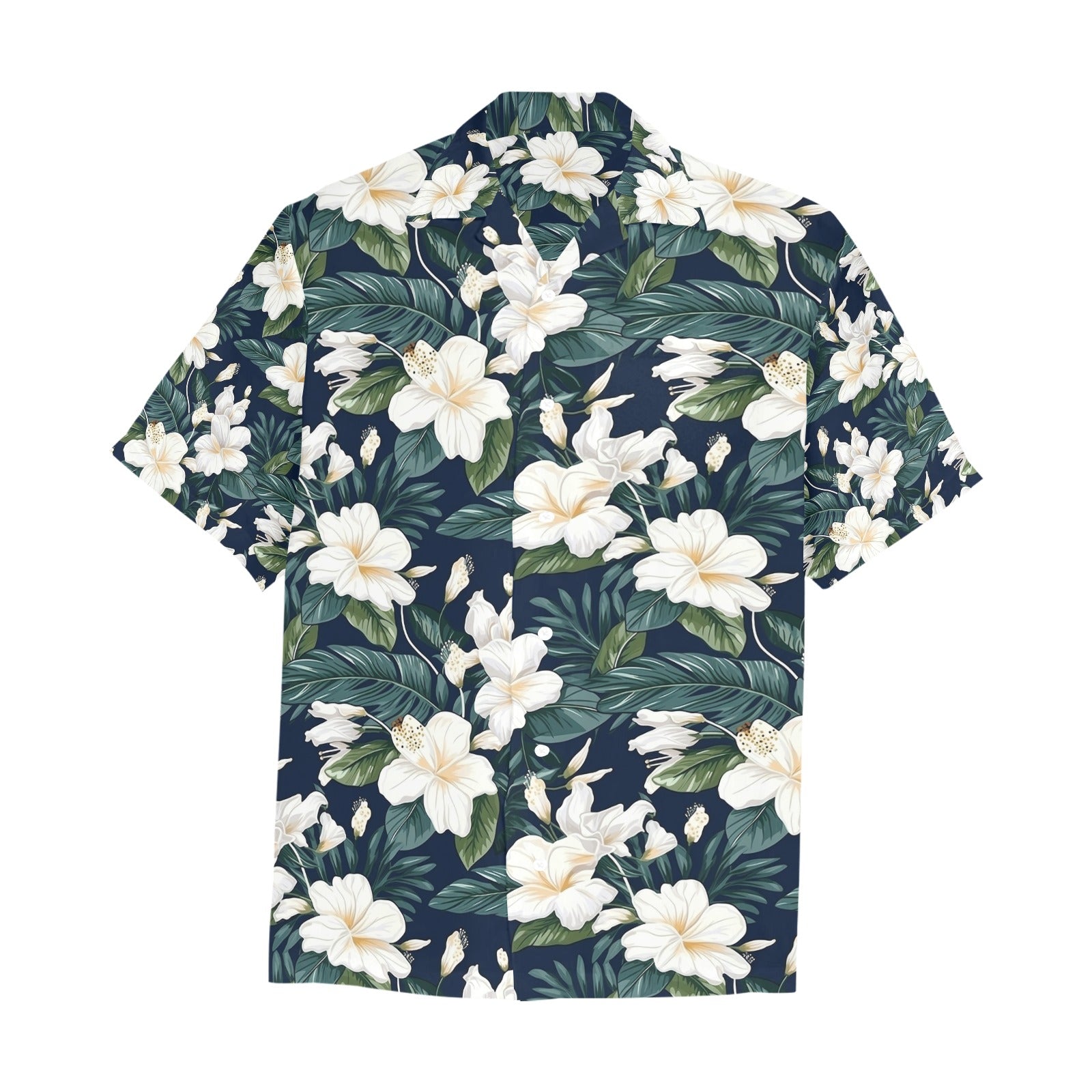 White Hibiscus Men's Hawaiian Shirt With Chest Pocket - Sunshine on the Seas