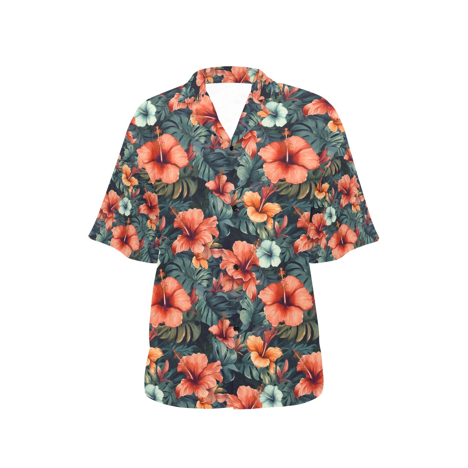 Red Hibiscus Hawaiian Shirt for Women - Sunshine on the Seas