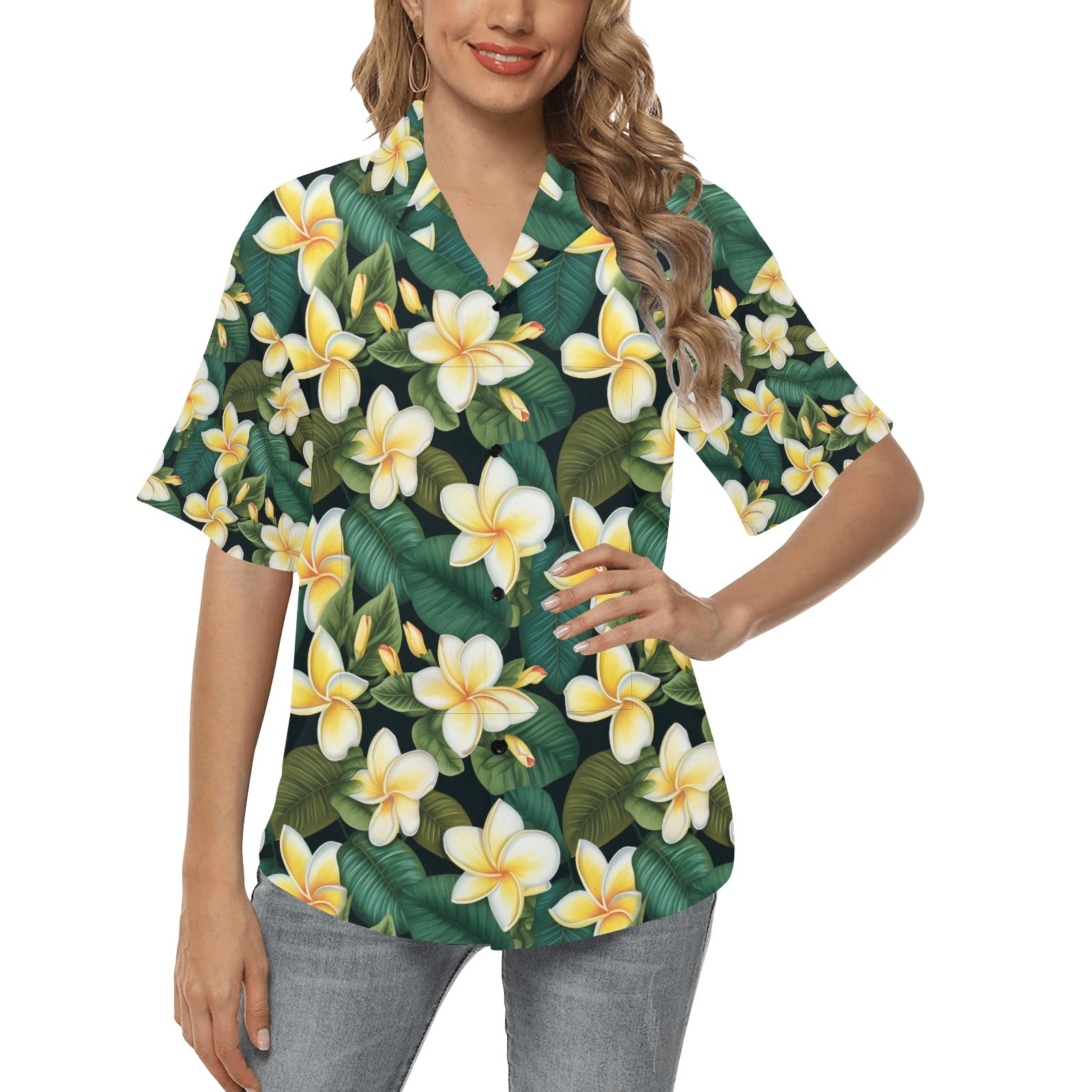 Plumeria Hawaiian Shirt for Women - Sunshine on the Seas