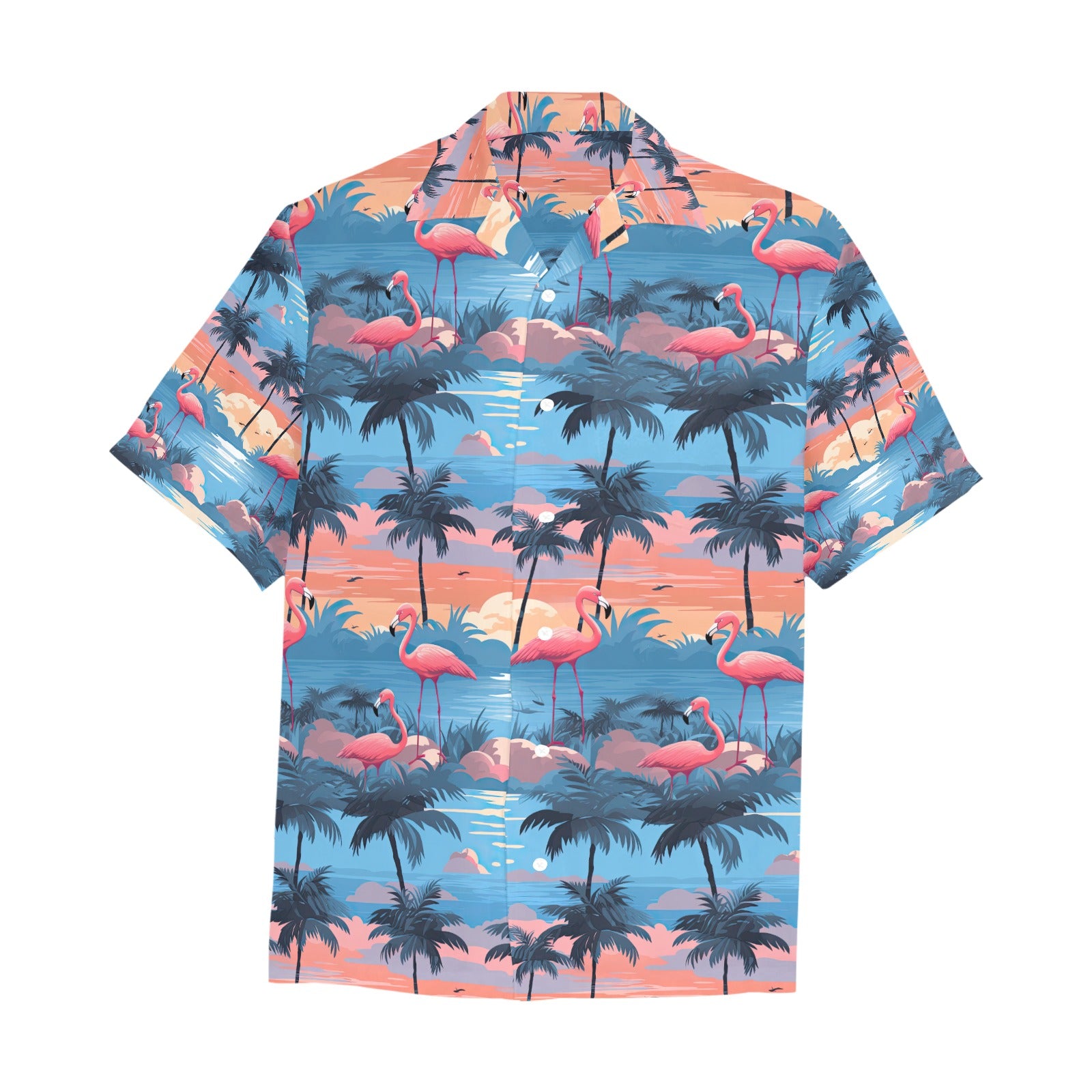 Blue Flamingo Men's Hawaiian Shirt With Chest Pocket - Sunshine on the Seas