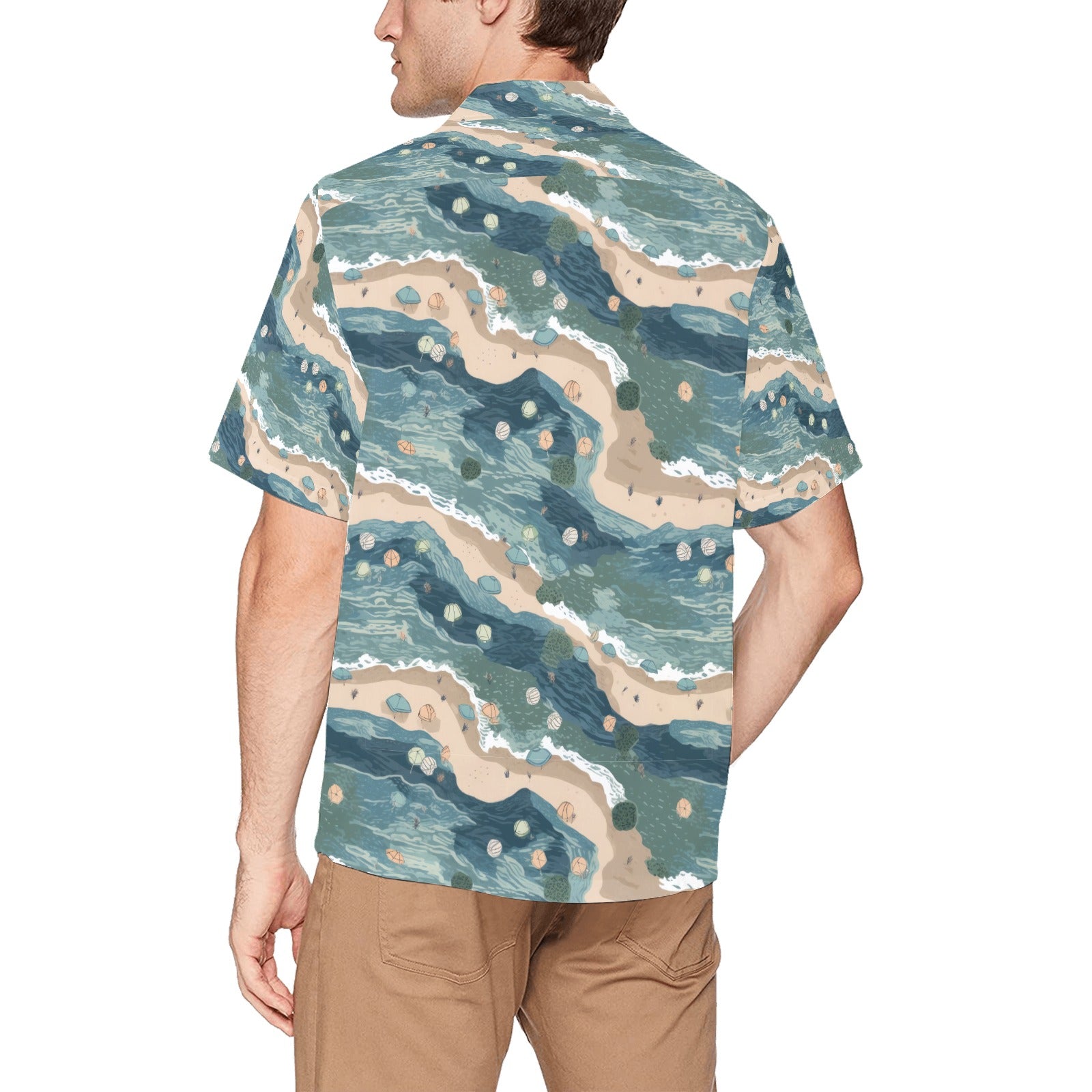 Beach Shoreline Men's Hawaiian Shirt With Chest Pocket - Sunshine on the Seas