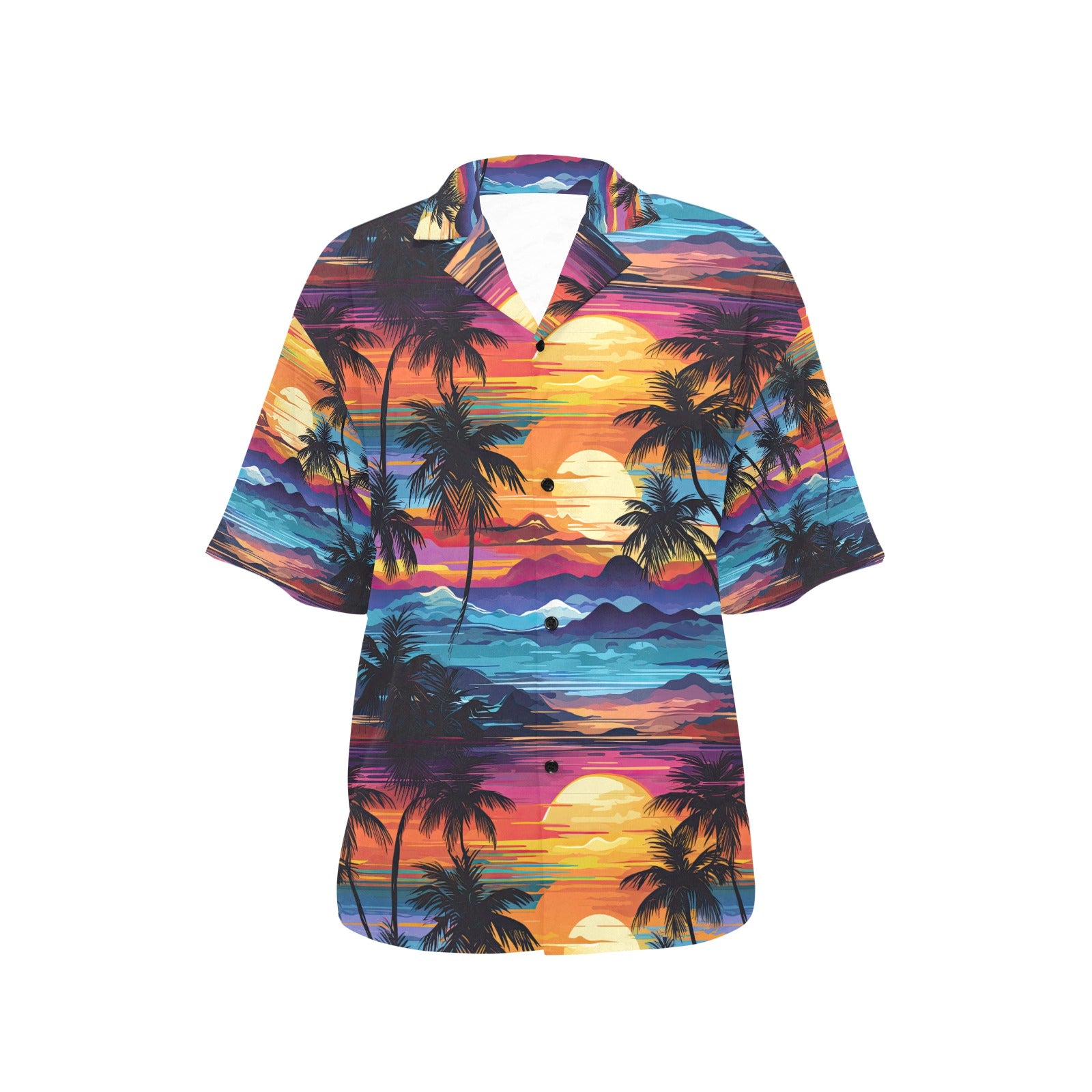 Colorful Sunset Hawaiian Shirt for Women - Sunshine on the Seas