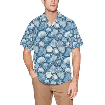 Blue Seashells Men's Hawaiian Shirt