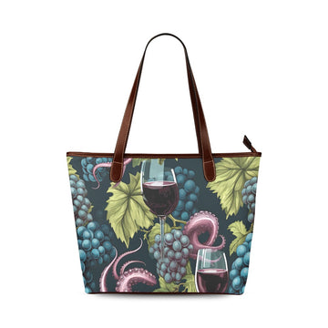 Octopus Tentacles & Wine Shoulder Tote Bag