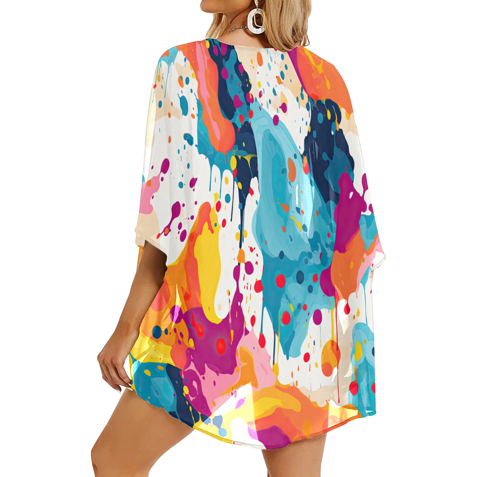 Paint Splash Women's Kimono Chiffon Cover Up - Sunshine on the Seas