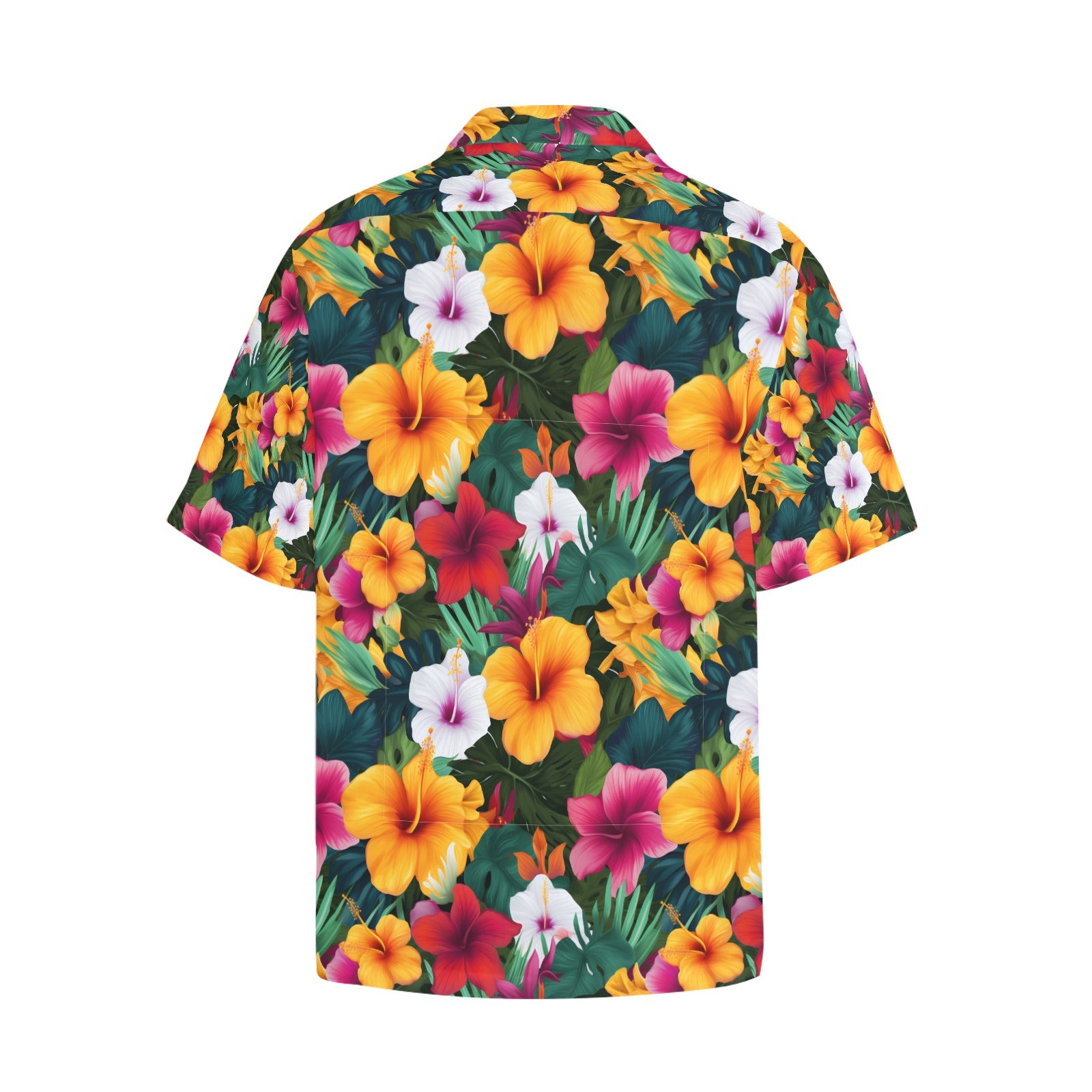 Colorful Hibiscus Men's Hawaiian Shirt With Chest Pocket - Sunshine on the Seas