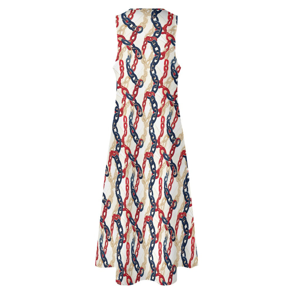 Nautical Chains Long Sleeveless Dress - Sunshine on the Seas