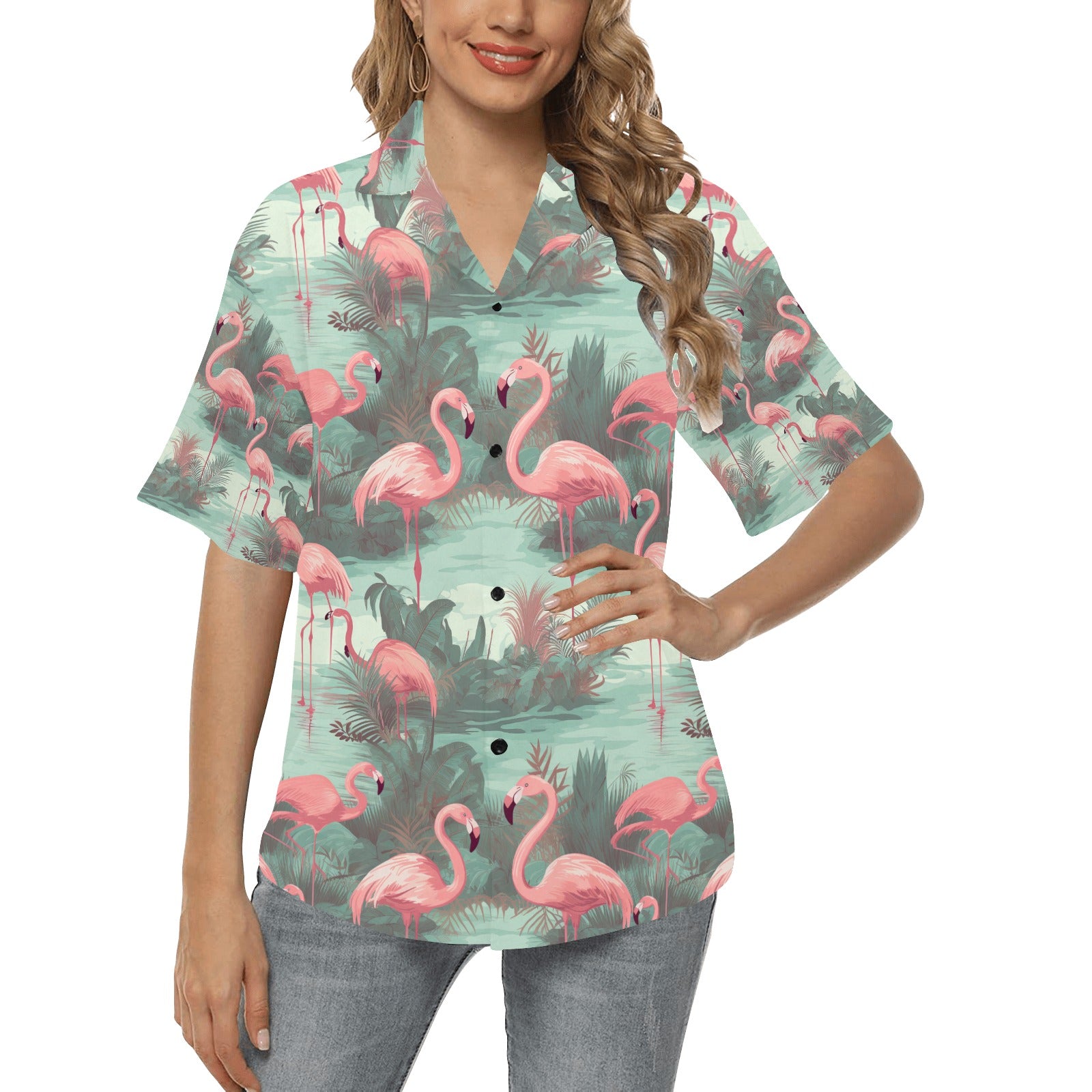 Flamingo Hawaiian Shirt for Women - Sunshine on the Seas