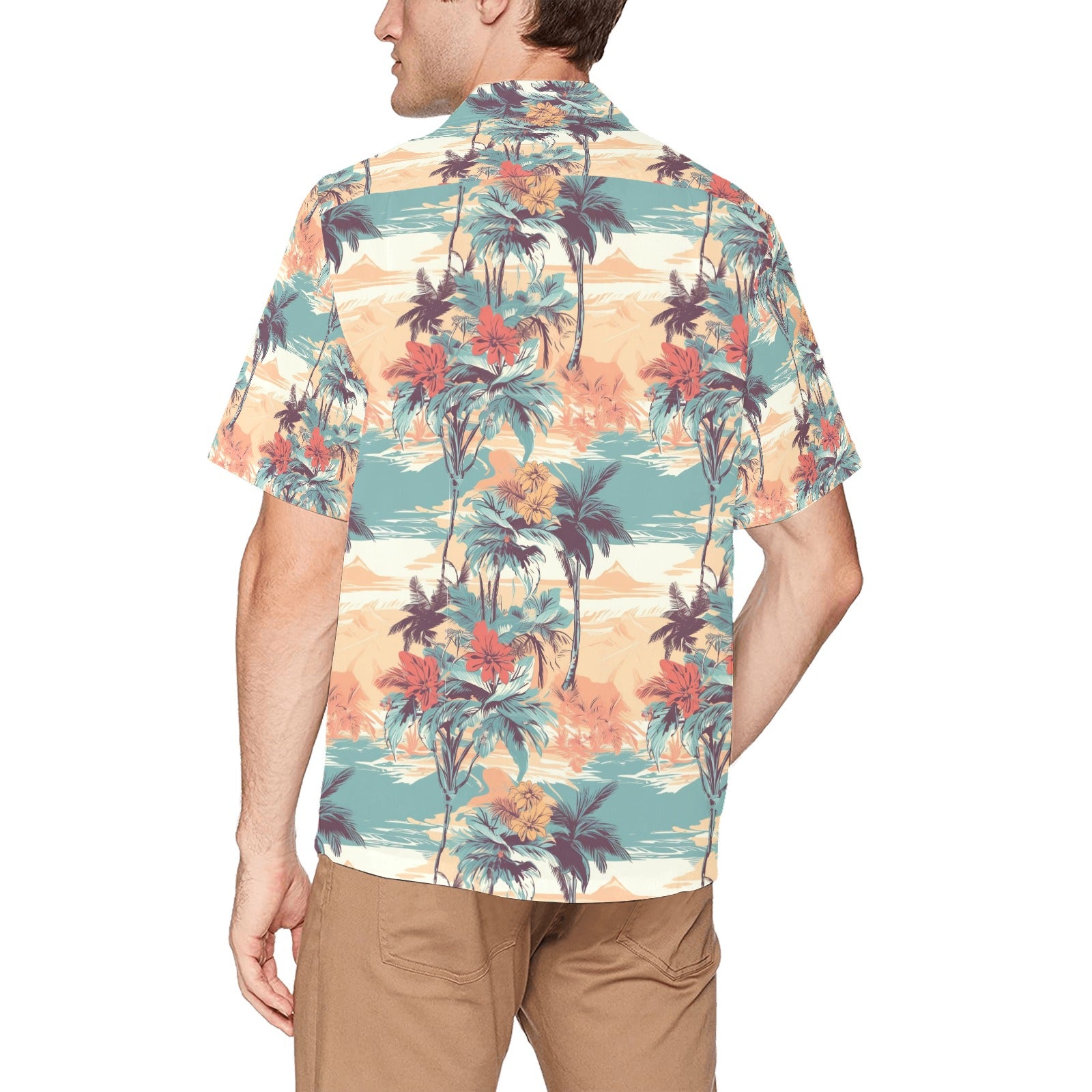 Palm Tree Men's Hawaiian Shirt With Chest Pocket - Sunshine on the Seas