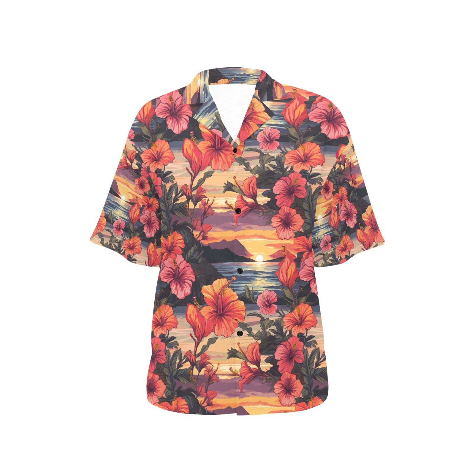 Hibiscus Sunset Hawaiian Shirt for Women - Sunshine on the Seas