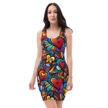 Hearts & Flowers Women's Fitted Dress - Sunshine on the Seas