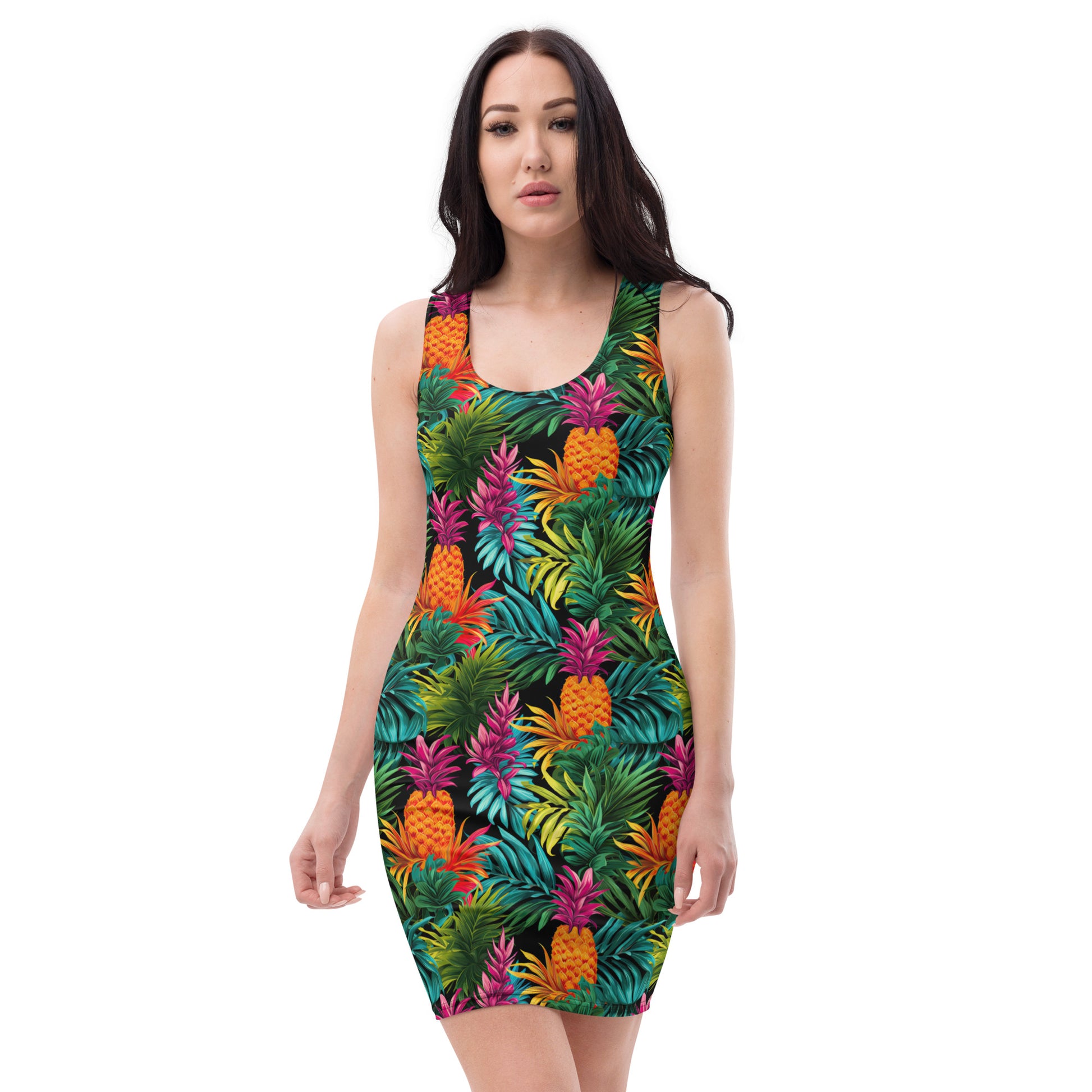 Pineapple Fitted Dress - Sunshine on the Seas