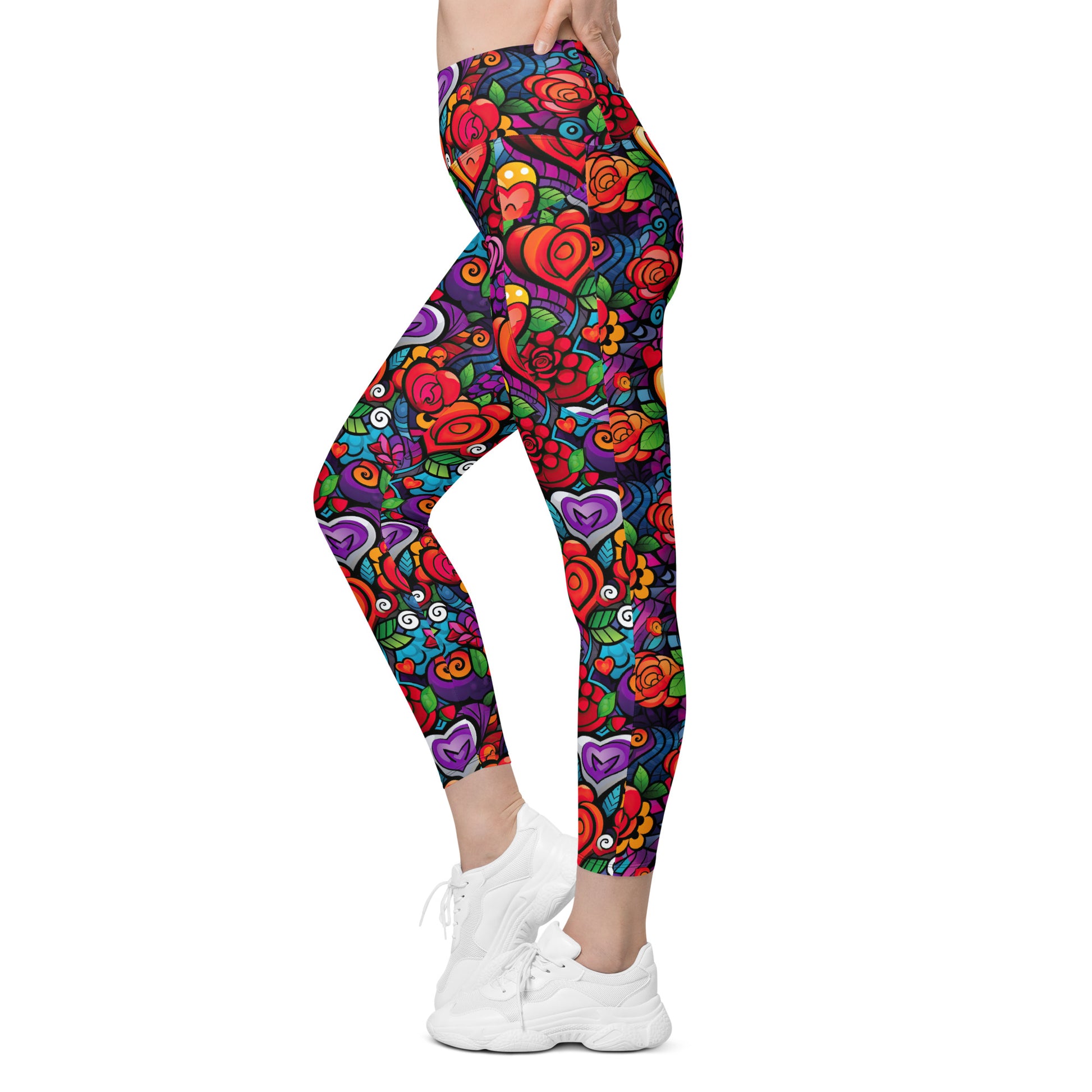 Hearts & Roses Leggings with pockets - Sunshine on the Seas