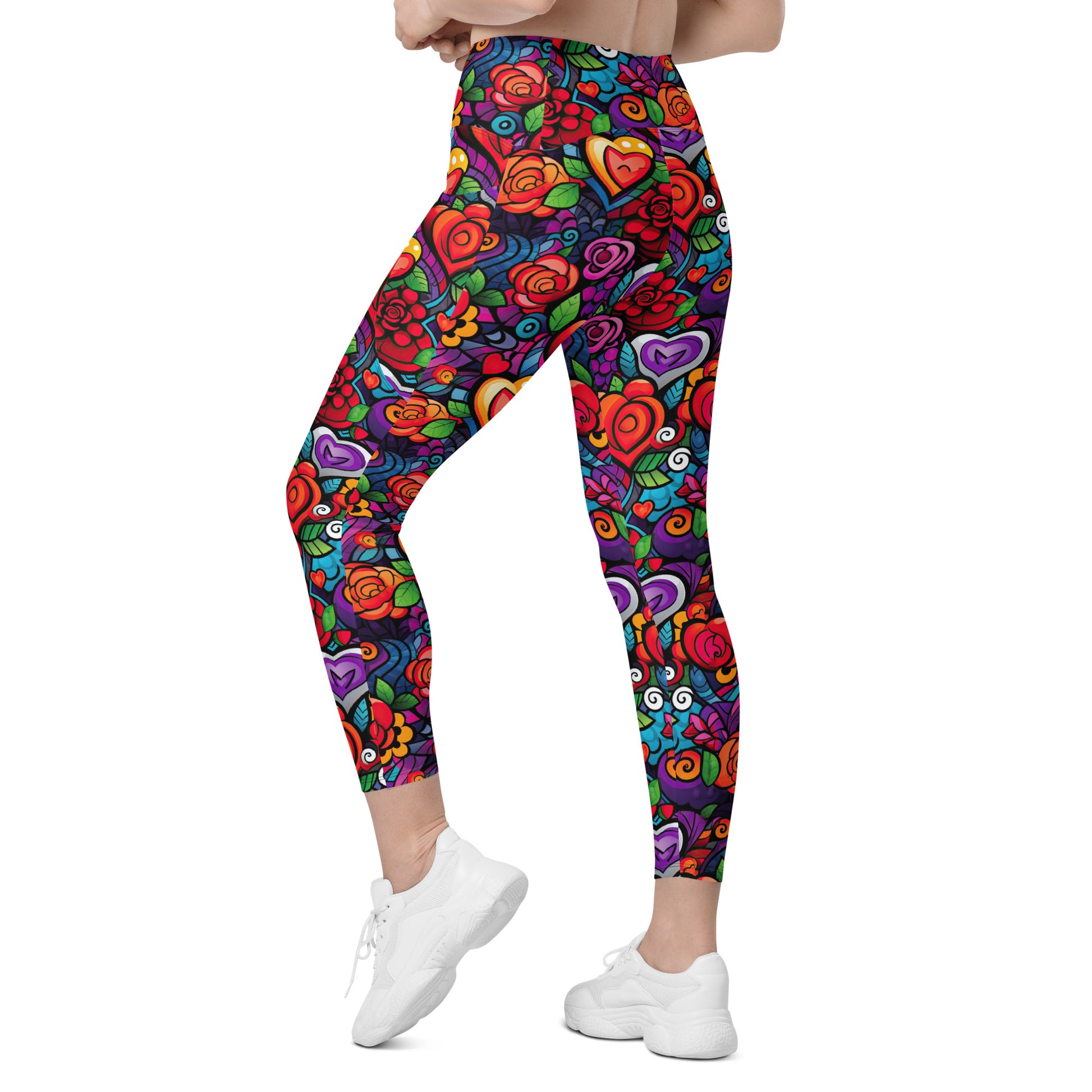 Hearts & Roses Leggings with pockets - Sunshine on the Seas