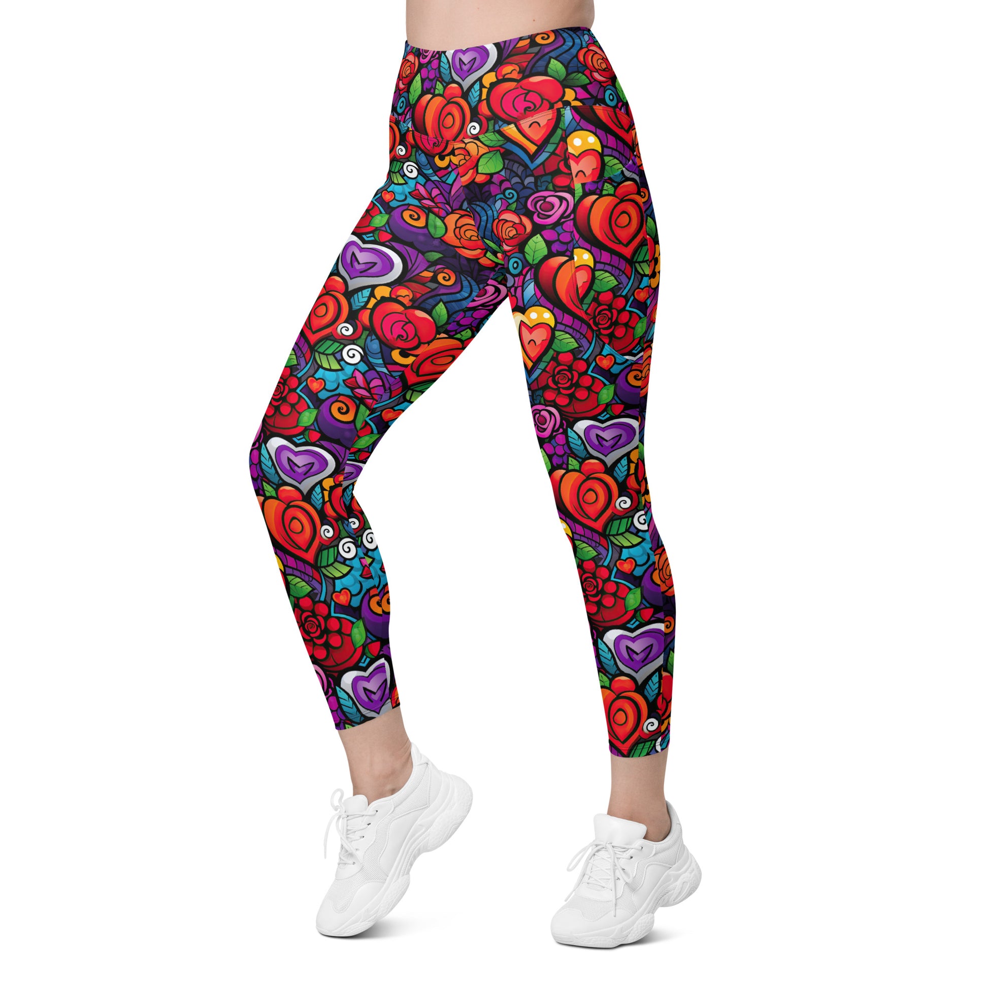 Hearts & Roses Leggings with pockets - Sunshine on the Seas