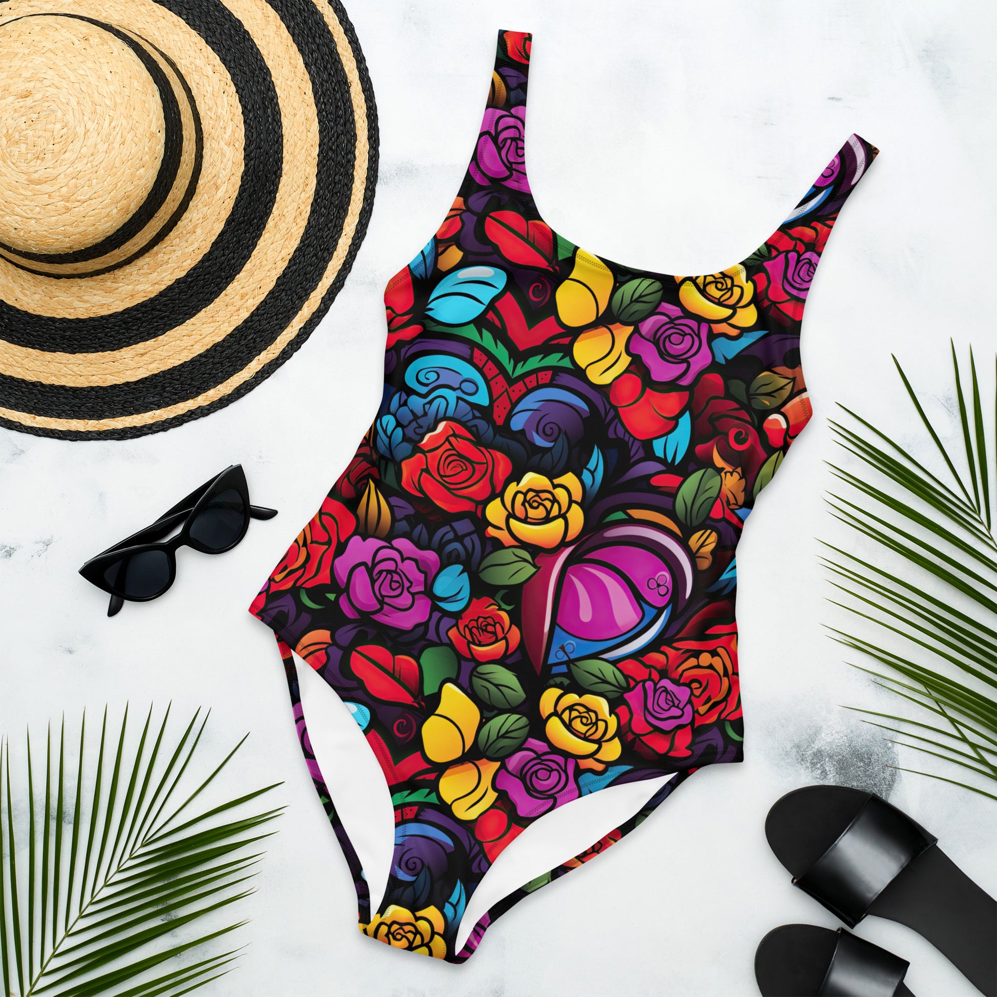 Roses One-Piece Swimsuit - Sunshine on the Seas