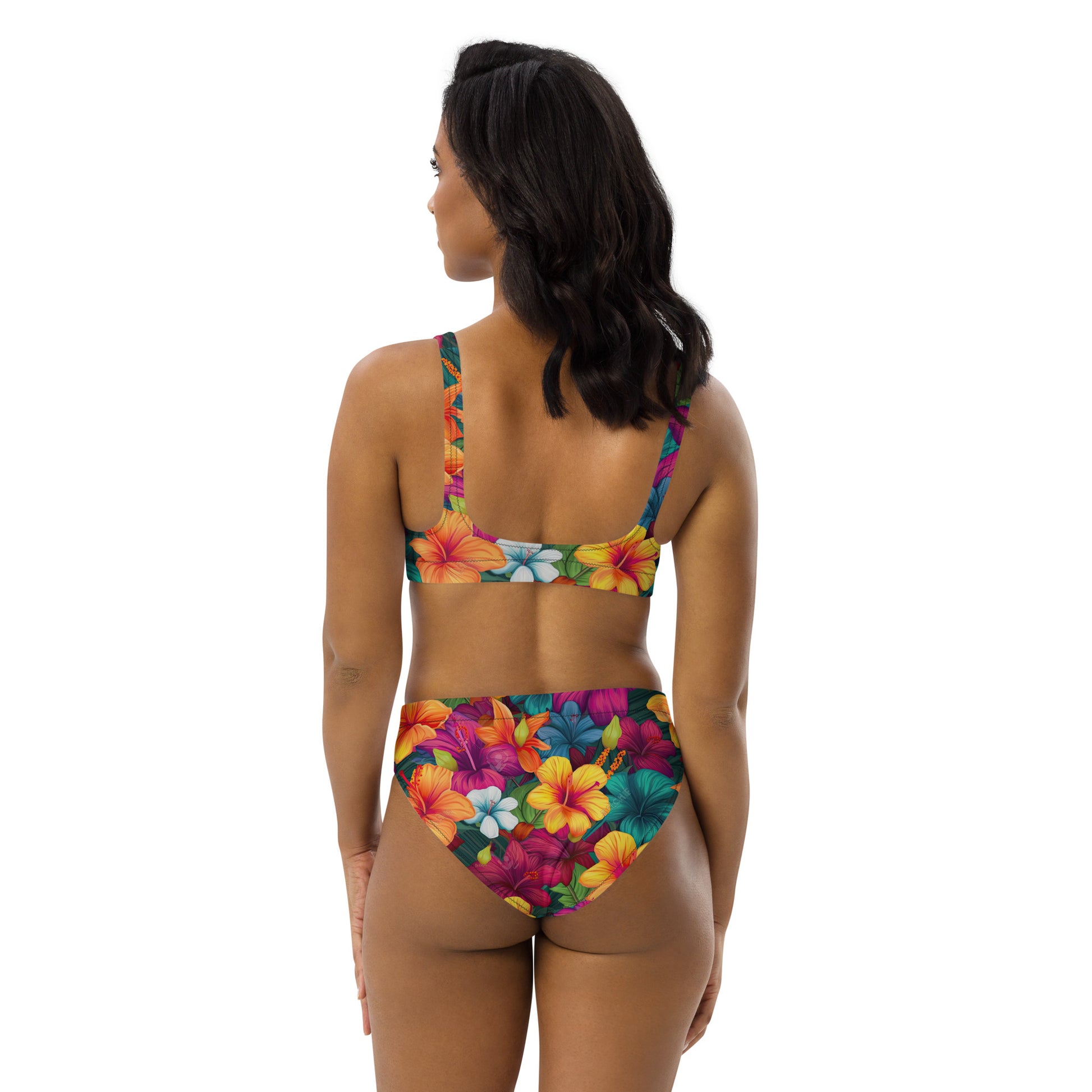 Colorful Hibiscus Recycled High-waisted Bikini - Sunshine on the Seas
