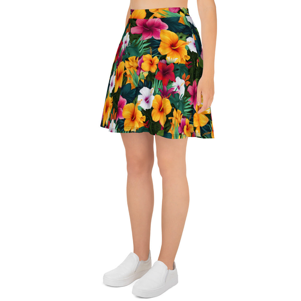 Tropical Hibiscus Skater Skirt - Sunshine on the Seas