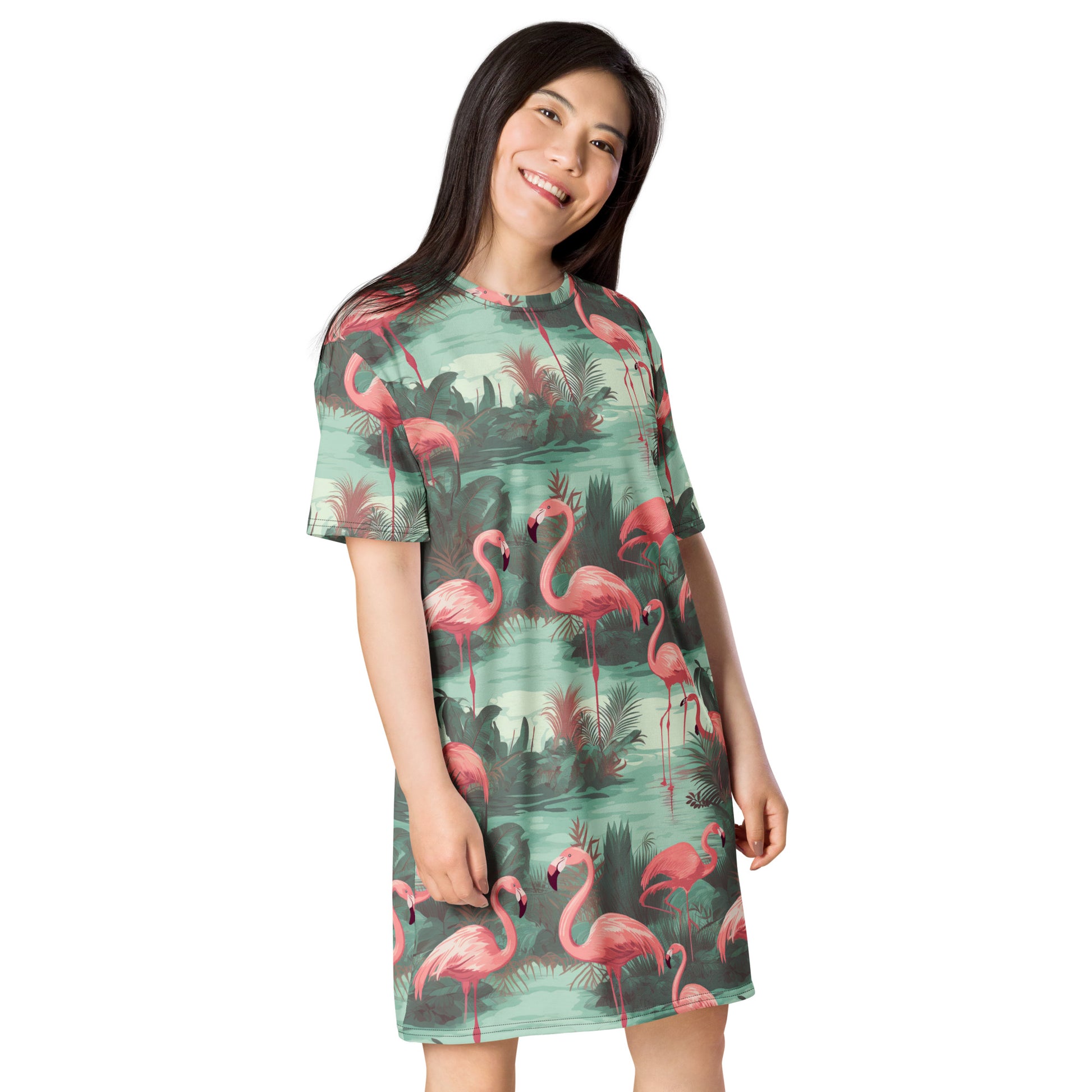 Flamingo T-shirt dress - Sunshine on the Seas