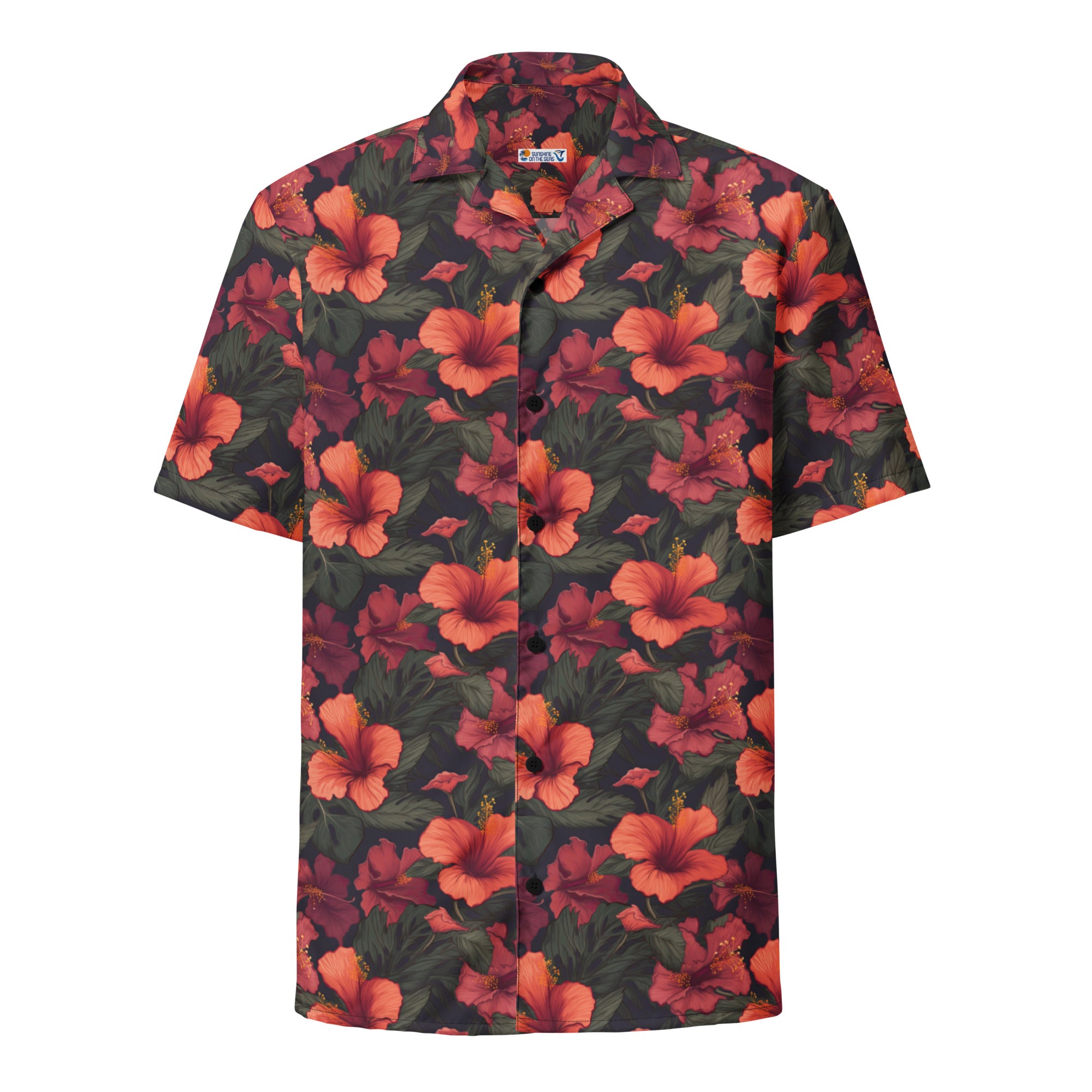 Green/RedTropical Hibiscus Unisex Hawaiian Shirt