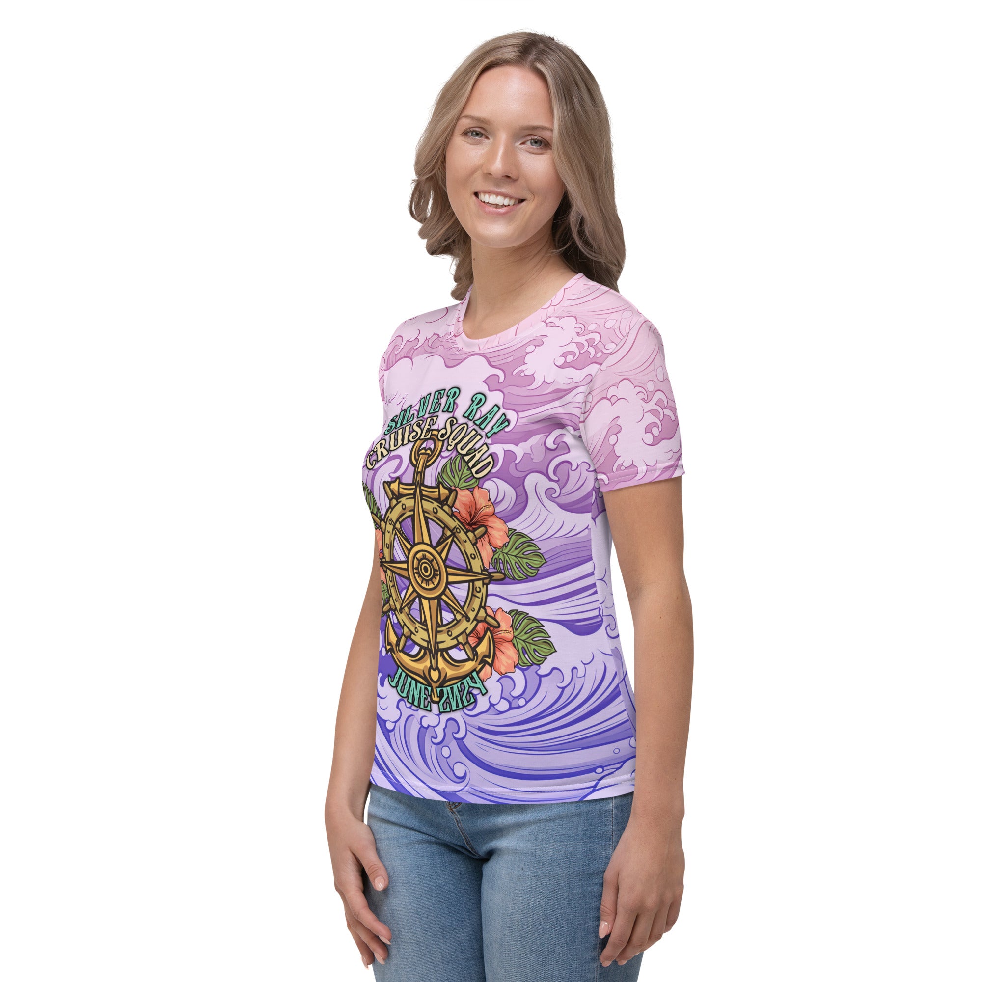 Silversea Silver Ray Cruise Squad 2024 Pink Purple Sea spray Women's T-shirt