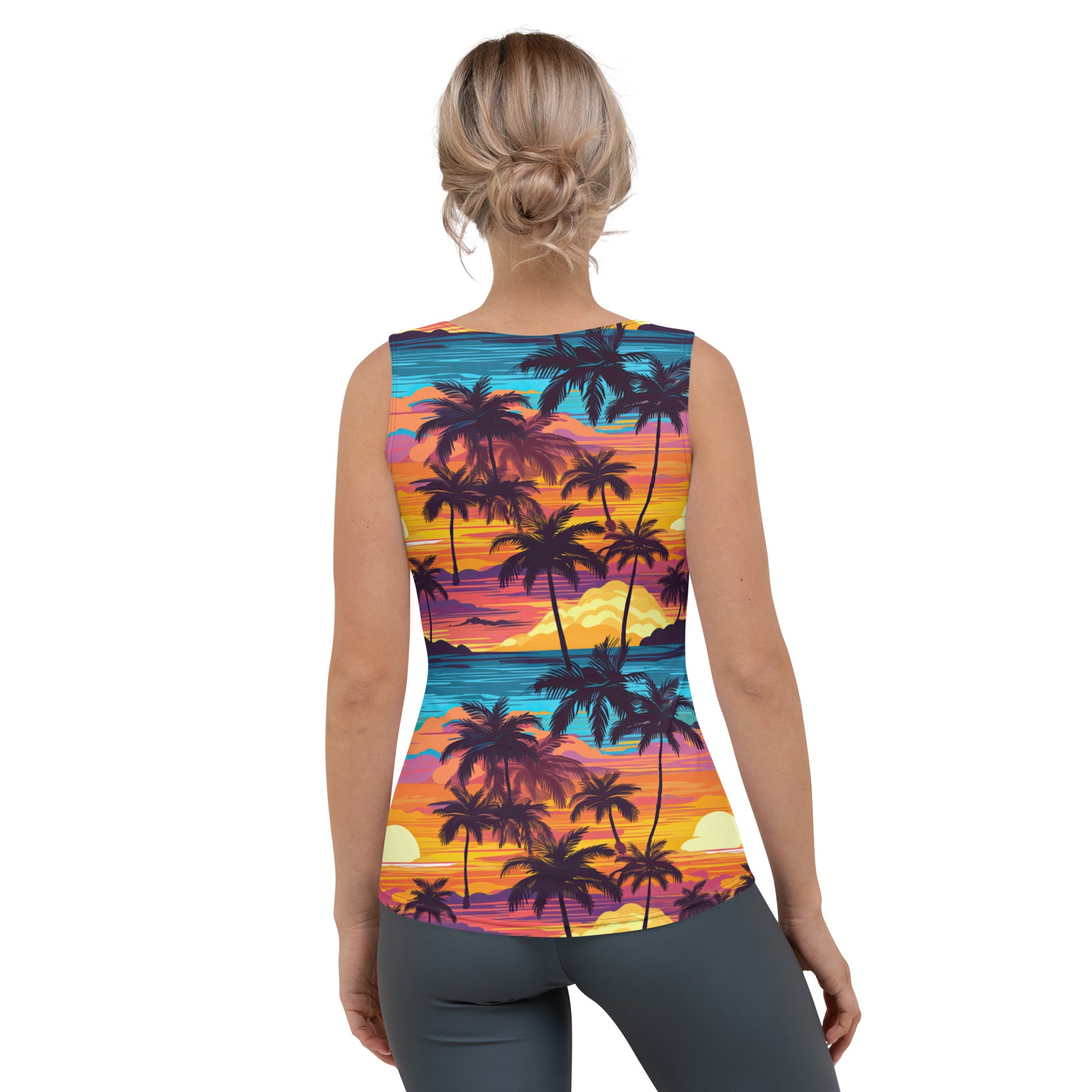 Tropical Sunset w/ Palm Trees Tank Top - Sunshine on the Seas