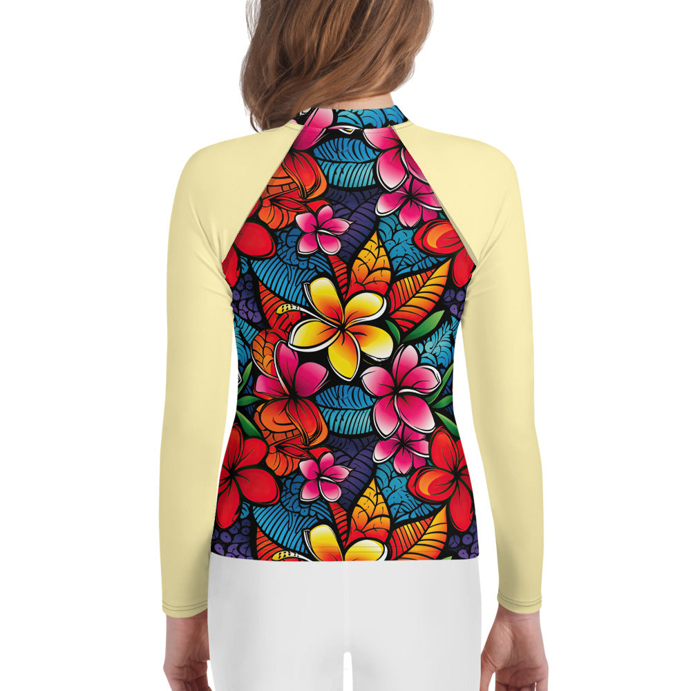 Colorful Flowers Youth Rash Guard - Sunshine on the Seas