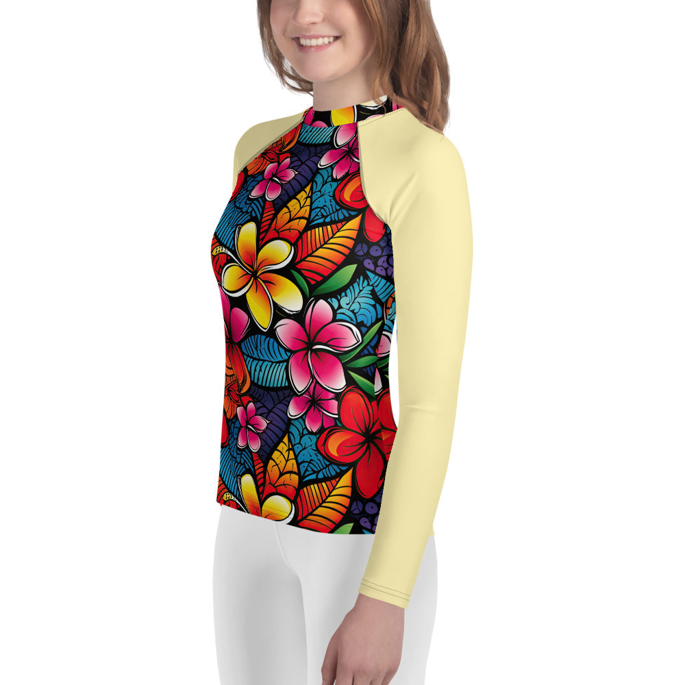 Colorful Flowers Youth Rash Guard - Sunshine on the Seas