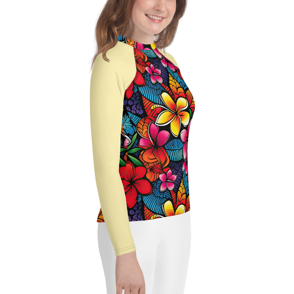 Colorful Flowers Youth Rash Guard - Sunshine on the Seas