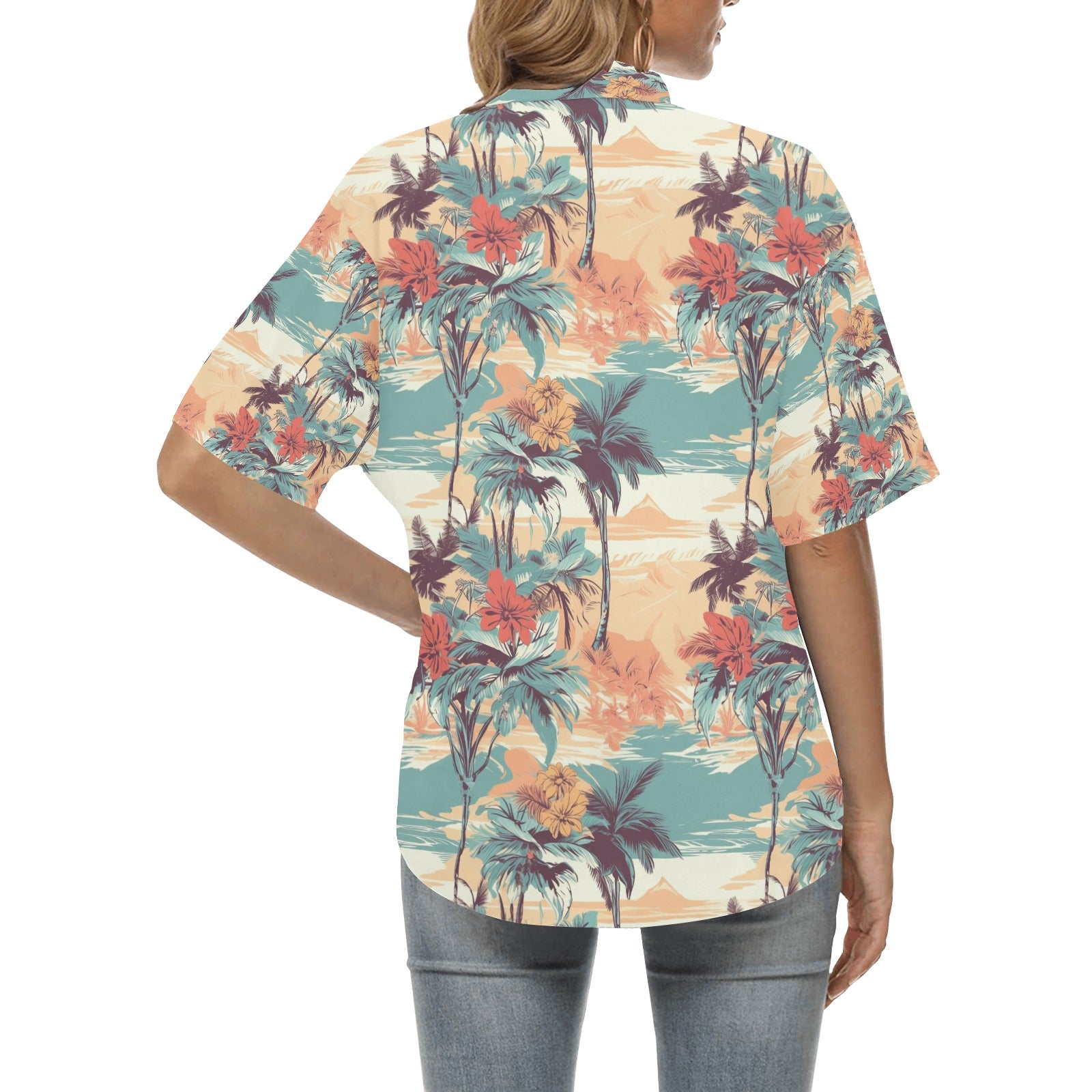 Palm Tree Hawaiian Shirt for Women - Sunshine on the Seas