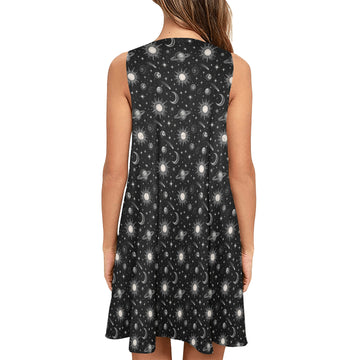 Sun Moon Women's Sleeveless A-Line Pocket Dress