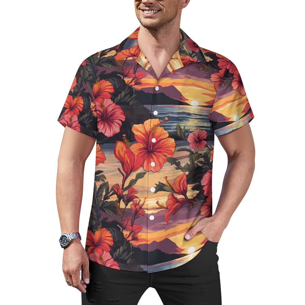 Hibiscus Sunset Hawaiian Shirt for Men