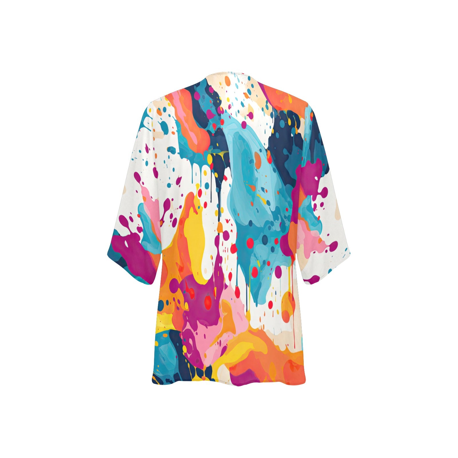 Paint Splash Women's Kimono Chiffon Cover Up - Sunshine on the Seas